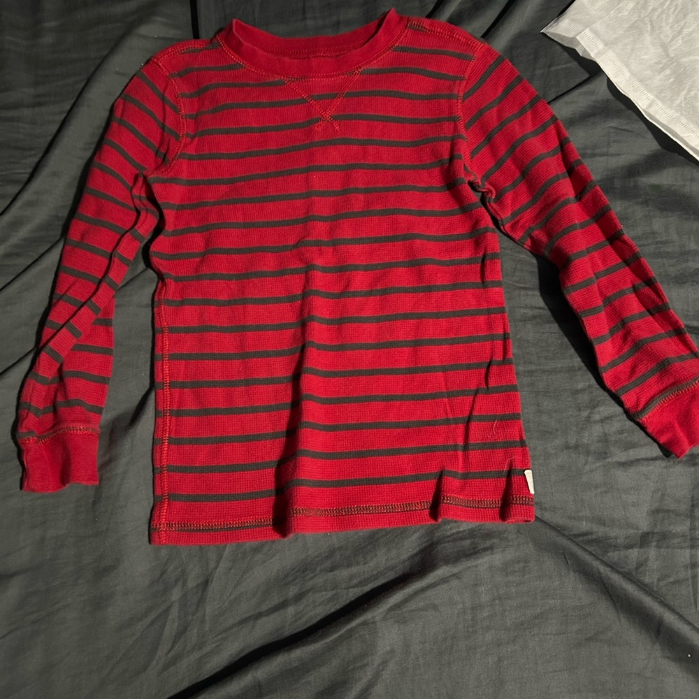 Carters long sleeve red and gray striped long sleeve shirt